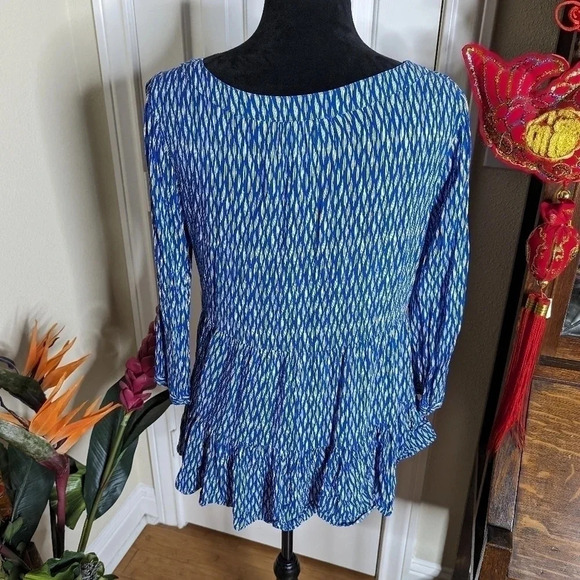 Moving Sale! 💘 Anthropologie Maeve Lila Tiered Tunic Top V-Neck Blue - Picture 4 of 7